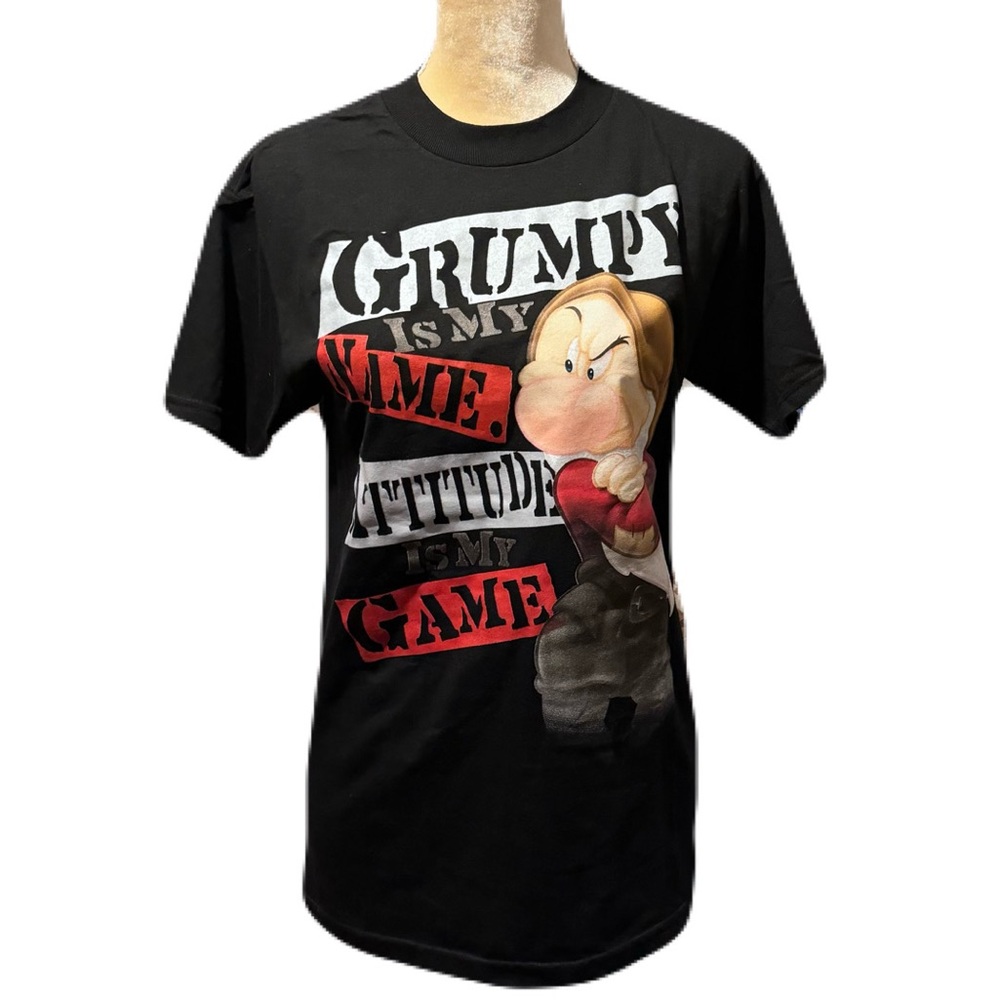 Disney Grumpy Graphic Black Small T-Shirt Short Sleeve Unisex Snow White